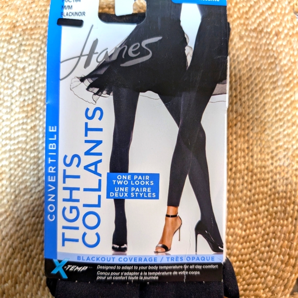 Hanes Black Convertible Tights, Size Medium